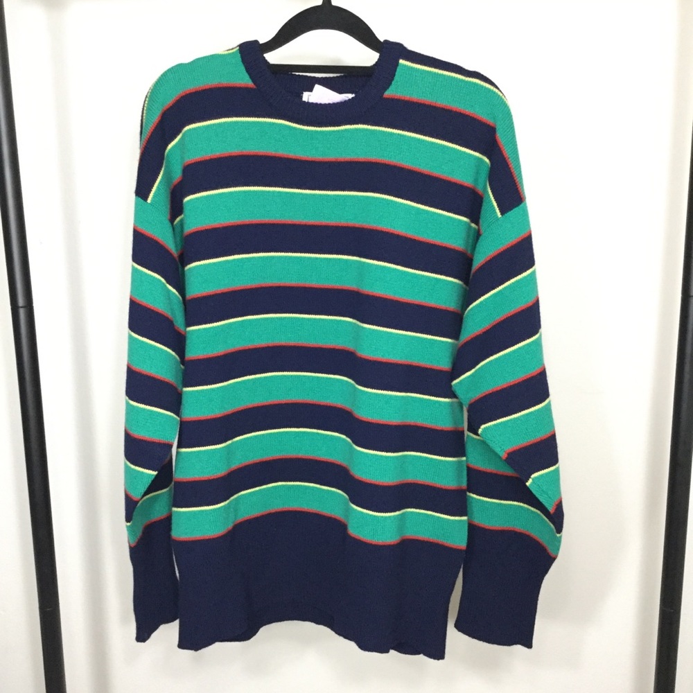 Green/Blue Cashmere Striped Sweater